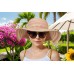 Wide Brim Mixed Stripes Toyo Straw w/ Beaded Band - Pink - HT-8181PK